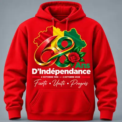 Hoodie 68 Ans d'Indépendance Guinée - Rouge Flamme