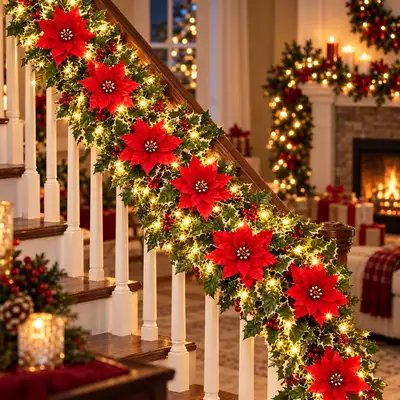 Pre-Lit Christmas Garland with Warm White LED Lights – 220 cm