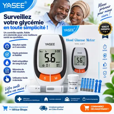 Glucomètre YASEE GLM-77 – Lecteur de Glycémie à Domicile