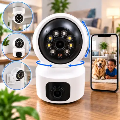 Caméra de Surveillance WiFi 360° – Caméra IP Intérieure avec Vision Nocturne et Contrôle à Distance