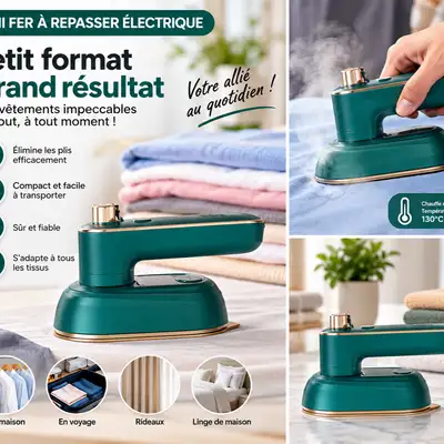 Mini Fer à Repasser Électrique Portable – Plaque en Céramique