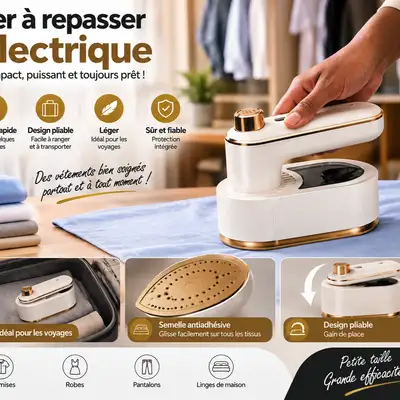Mini Fer à Repasser Électrique Pliable – Compact & Pratique