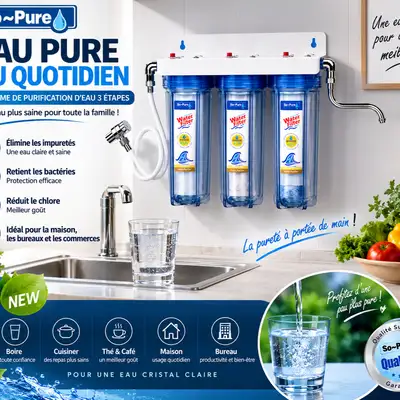 Purificateur d’Eau So-Pure 3 Étages – Système de Filtration d’Eau