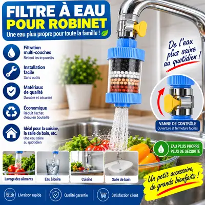 Filtre à Eau pour Robinet – Purificateur d’Eau avec Vanne de Contrôle