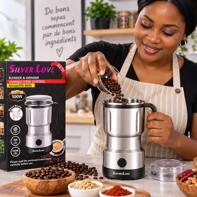 Silver Love NM-8600 – Blender & Moulin à Café 500W