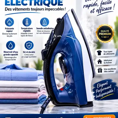 Fer à Repasser Électrique à Vapeur – Puissant et Pratique