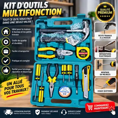 Kit d’Outils Multifonction 16 Pièces avec Mallette