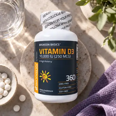 Bronson Basics Vitamine D3 10 000 UI – 360 Comprimés Haute Puissance