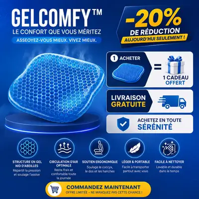 GELCOMFY™ — Coussin Gel Nid d'Abeilles Anti-Fatigue