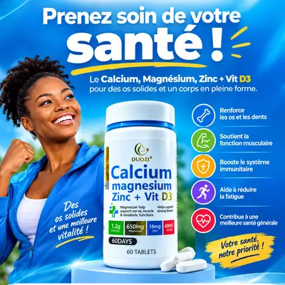 Calcium Magnésium Zinc + Vitamine D3 — 60 Comprimés