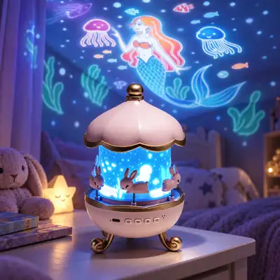 Veilleuse Magique Carrousel - Projecteur Sirène & Étoiles
