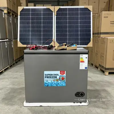 Congélateur Solar, avec deux panneaux plus une batterie plus un câble